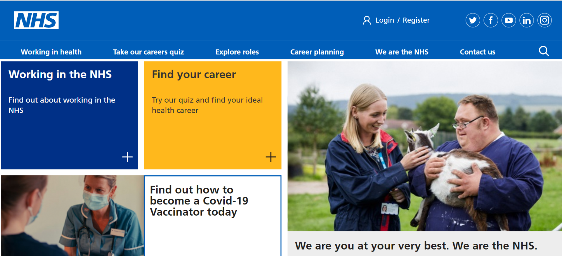 Health Careers webpage