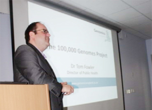 The organising team secured Dr Tom Fowler (photo left), Director of Public Health at Genomics England as guest speaker. Dr Tom Fowler spoke about the 100,000 Genomes Project and how this is likely to affect the future.