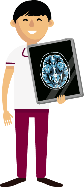 A cartoon image of a diagnostic radiographer