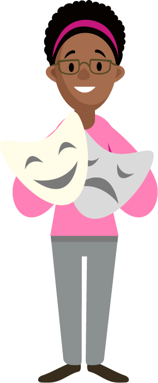 A cartoon image of a dramatherapist 