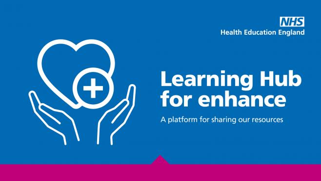 hands holding heart icon to promote learning hub for enhance