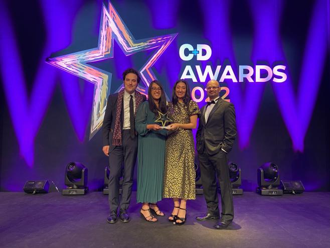 Receiving the award: Atif Shamim, Associate Head of Pharmacy (London and South East) and Lead for the National Recruitment Scheme, Mark Bellaera, Service Delivery Manager, Bhavini Tailor, Operations Manager, and and Benazir Khan, Service Delivery Manager.