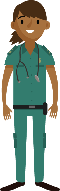 A cartoon image of a paramedic