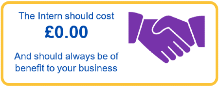 The intern should cost £0 and should always be of benefit to your business.