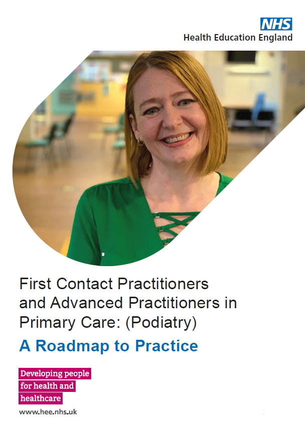 Podiatry roadmap front cover featuring a podiatrist