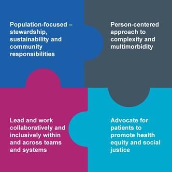 Jigsaw graphic showing how the aims of the enhancing generalist skills educational offer interact