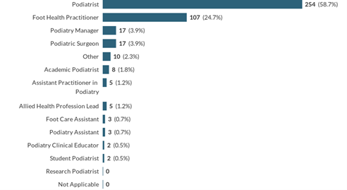 Breakdown of respondents by professional group